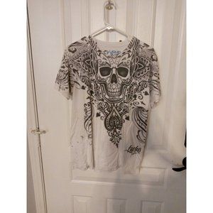 Liquid Blue Skeleton Luctus Spades White Shirt Sz L Large Single Stitch Vintage